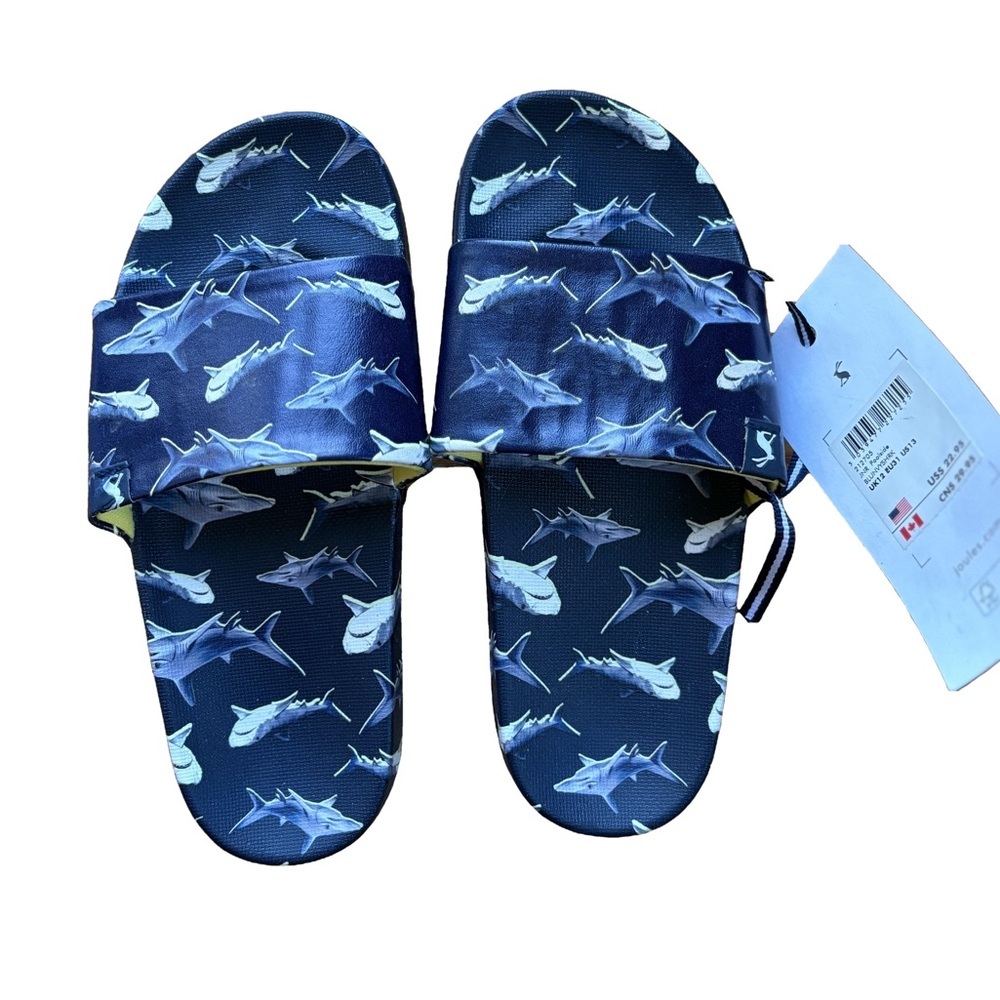 Joule’s Shark Print Slide‎ Sandals Size US 13 NWT